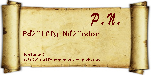 Pálffy Nándor névjegykártya