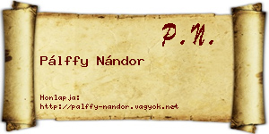Pálffy Nándor névjegykártya